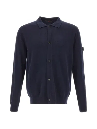 Peuterey Trilogy-logo Button-up Cardigan In Blue