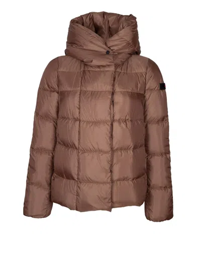 PEUTEREY TUCANO MQN SUPERLIGHT DOWN JACKET IN RECYCLED FABRIC, BROWN