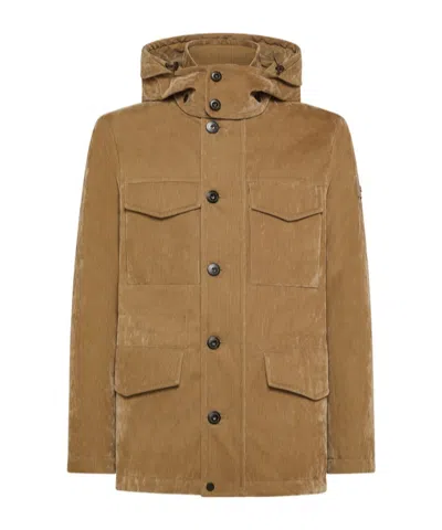 Peuterey Velvet-effect Field Jacket In Brown