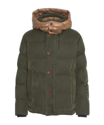 Peuterey Velvet-like Jacket In Double Material In Green