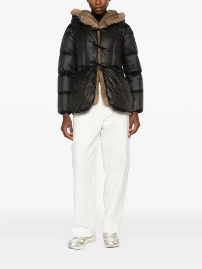 Peuterey Vertis Faux-fur Trim Puffer Jacket In Black