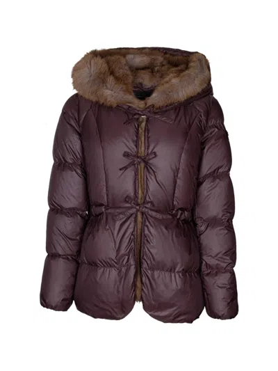 Peuterey Vertis Mqn Faux-fur-trimmed Padded Jacket In Burgundy