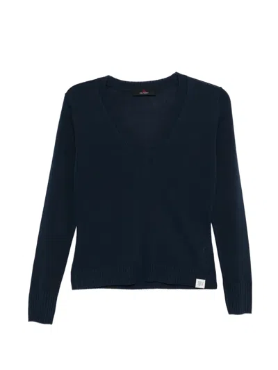 Peuterey V-neck Knitted Sweater In Blue