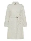 Peuterey Cordouan Ecru Damask Jacquard Trench Coat In Neutrals