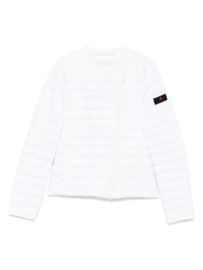 PEUTEREY WHITE OFF-CENTRE ZIP PUFFER JACKET