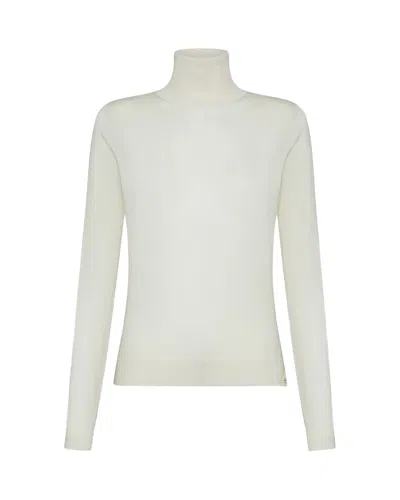 PEUTEREY WHITE PURE VIRGIN WOOL TURTLENECK SWEATER