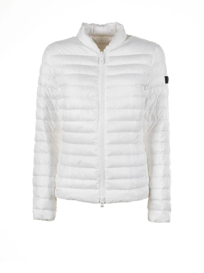 Peuterey White Quilted Down Jacket With Zip In Bianco