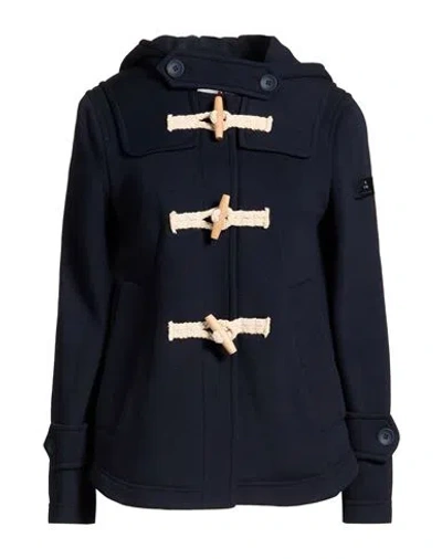 Peuterey Woman Coat Navy Size 8 Cotton, Polyamide In Blue