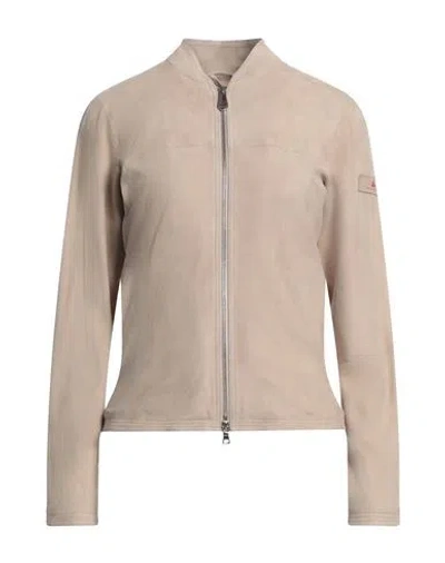 Peuterey Woman Jacket Beige Size 4 Leather