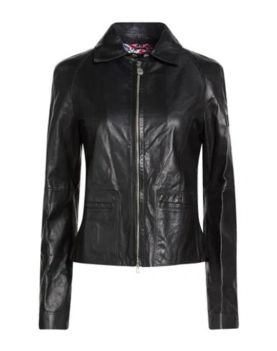 Peuterey Woman Jacket Black Size 6 Leather