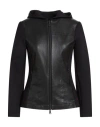 Peuterey Woman Jacket Black Size 6 Leather, Polyamide, Elastane In Black