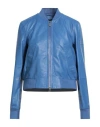 Peuterey Woman Jacket Bright Blue Size 10 Lambskin, Polyester, Elastane In Blue