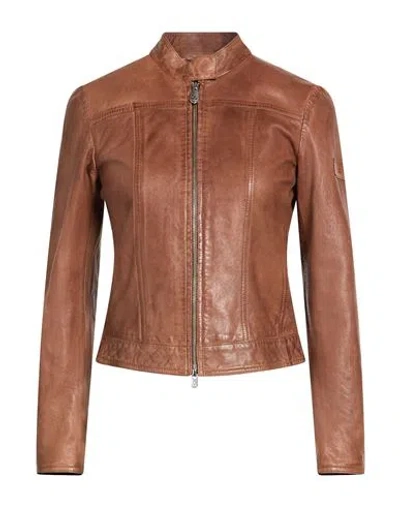 Peuterey Woman Jacket Brown Size 10 Leather