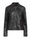 Peuterey Woman Jacket Charcoal Size 6 Leather In Gray