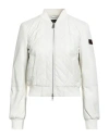 Peuterey Woman Jacket Cream Size 6 Leather In White