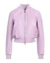 Peuterey Woman Jacket Lilac Size 8 Lambskin, Polyester, Elastane