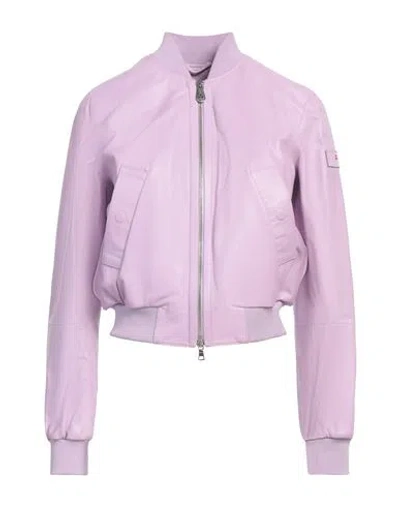 Peuterey Woman Jacket Lilac Size 8 Lambskin, Polyester, Elastane