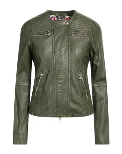 Peuterey Woman Jacket Military Green Size 10 Sheepskin