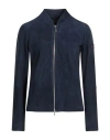 Peuterey Woman Jacket Navy Size 6 Leather In Blue
