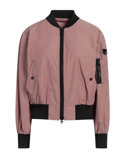 Peuterey Woman Jacket Pink Size 6 Cotton, Polyamide In Animal Print
