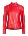 Peuterey Woman Jacket Red Size 14 Leather In Red