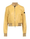 Peuterey Woman Jacket Yellow Size 6 Sheepskin, Polyamide