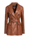 Peuterey Woman Overcoat & Trench Coat Brown Size 12 Leather In Brown
