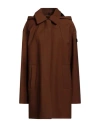 Peuterey Woman Overcoat & Trench Coat Brown Size 12 Polyester, Viscose, Elastane