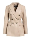 Peuterey Woman Overcoat & Trench Coat Light Brown Size 8 Leather In Sand