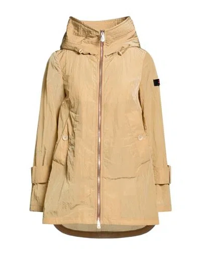Peuterey Woman Overcoat & Trench Coat Sand Size 14 Polyamide In Brown