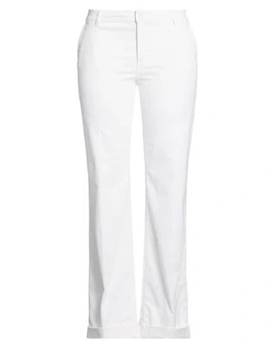 Peuterey Woman Pants White Size 10 Cotton, Modal, Elastane