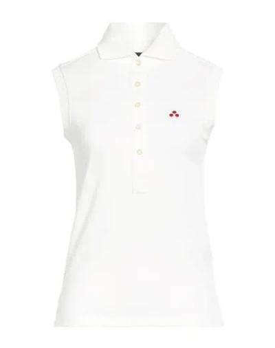 Peuterey Woman Polo Shirt Ivory Size S Cotton, Modal, Elastane In White