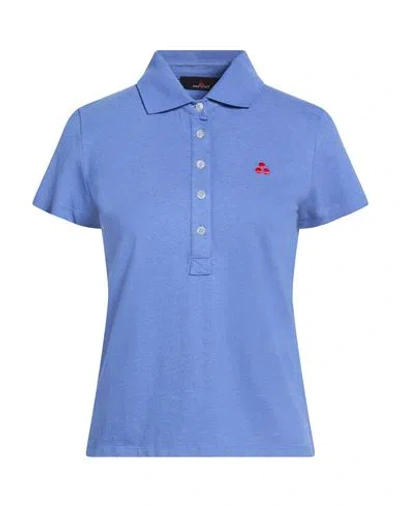 Peuterey Woman Polo Shirt Light Blue Size S Cotton, Modal, Elastane
