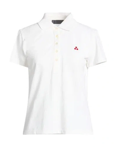 Peuterey Woman Polo Shirt White Size L Cotton, Modal, Elastane