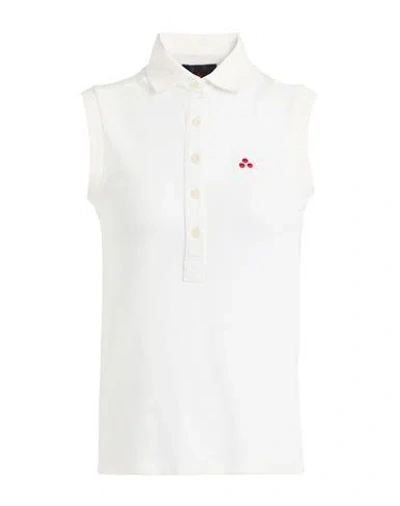 Peuterey Woman Polo Shirt White Size S Cotton, Modal, Elastane