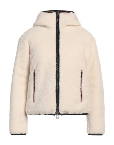 Peuterey Woman Puffer Ivory Size 6 Polyester, Wool, Acrylic, Polyamide