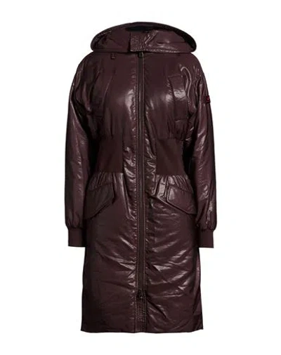 Peuterey Woman Puffer Plum Size 6 Cupro, Polyamide In Burgundy
