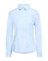 Peuterey Woman Shirt Light Blue Size 12 Cotton, Polyamide, Elastane