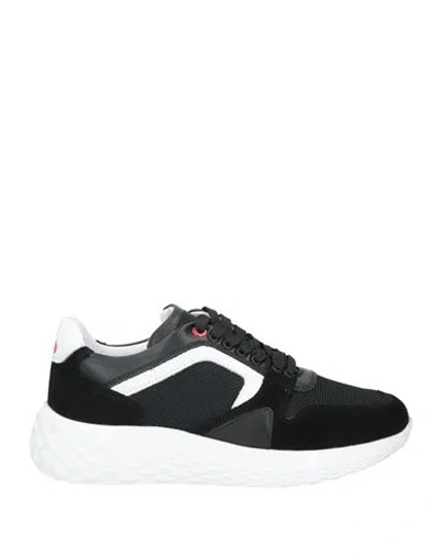 Peuterey Woman Sneakers Black Size 8 Leather, Textile Fibers