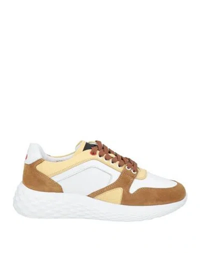 Peuterey Woman Sneakers Camel Size 8 Leather In Beige