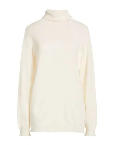 Peuterey Woman Turtleneck Off White Size 14 Virgin Wool, Cashmere, Polyester