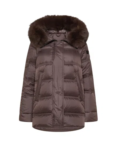Peuterey Women's Hooded Down Puffer Parka With Fur Trim In Chicory Coffee