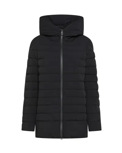 Peuterey Women's Hooded Long Puffer Coat In Nero