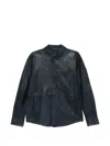 Peuterey Todd Leather Jacket Point Collar Chest Pocket In Blue