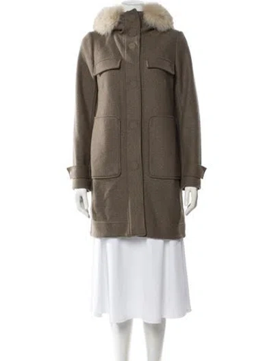 Pre-owned Peuterey Wool Faux Fur Coat In Neutral