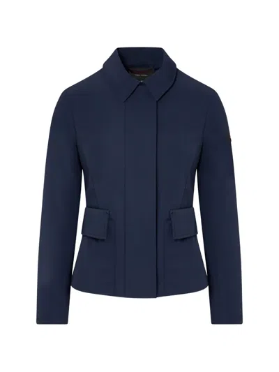 Peuterey Slim Fit Water-repellent Jacket With Concealed Zip And Flap Pockets In Blue