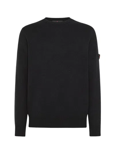Peuterey Yak Wool Blend Sweater With Logo In Blue