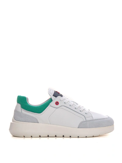 Peuterey Zamami Leather Sneakers With Laces In White/green
