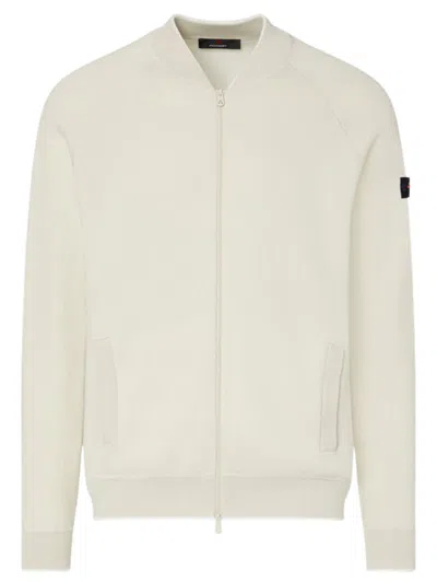 Peuterey Zip Fastening Raglan Sleeve Sweatshirt With Logo Patch And Ribbed Cuffs In Multi
