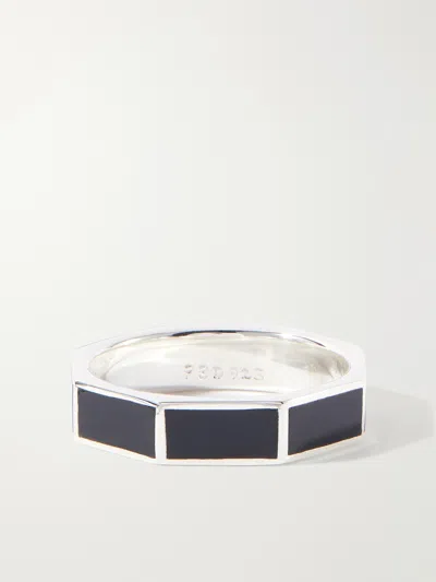 Peyote Bird Bamboo Black Sterling Silver And Onyx Ring